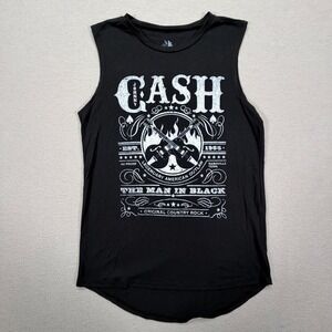 Zion Rootswear Womens Tank Top Regular Black Johnny Cash Graphic M